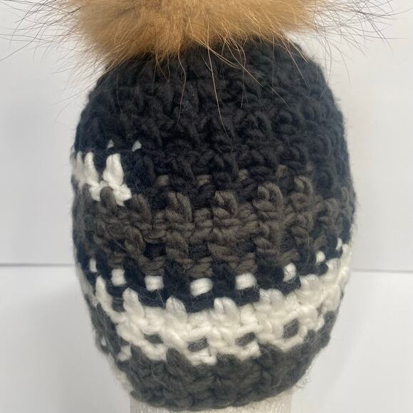 Bula Hat Crochet Knit Beanie Faux Fur Pom Pom Winter Ski Outdoor - Picture 5 of 14